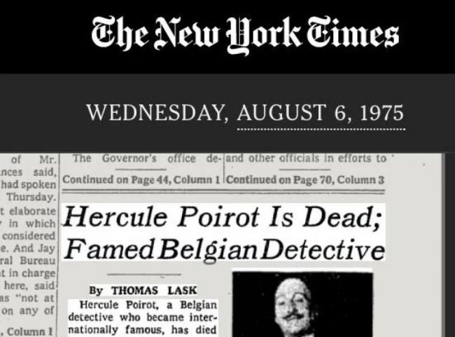 50 tahun sejak kematian Hercule Poirot: Detektif fiksi yang mendapatkan obituari nyata di The New York Times