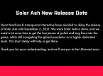 Solar Ash diundur ke Desember