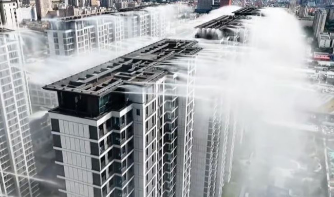 Menara apartemen menciptakan hujan buatan untuk mengalahkan gelombang panas