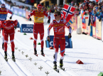 Klaebo memenangkan medali emas kelima di Olimpiade Musim Dingin dalam ski lintas alam sprint tim putra