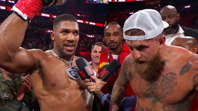 Momen Jake Paul dijatuhkan untuk pertama kalinya dalam karirnya oleh Anthony Joshua