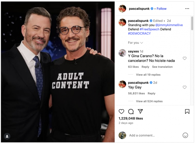 Pedro Pascal mendukung Jimmy Kimmel setelah skorsing ABC