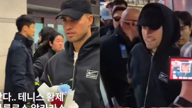Carlos Alcaraz disambut oleh puluhan penggemar di Korea Selatan menjelang pertandingan melawan Sinner