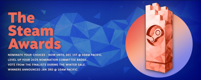 Nominasi sekarang dibuka untuk Steam Awards 2025